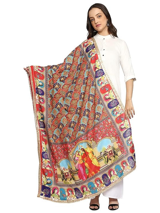 Weavers Villa Women's Poly Silk Digital Graphic Printed Ethnic Dupatta